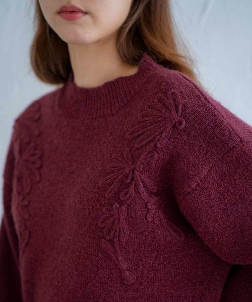 NOELA(ノエラ)の「コード刺繍ニット(ニット/セーター・レディース・ボルドー/ブラック/オフホワイト・フリー)」の16枚目の写真