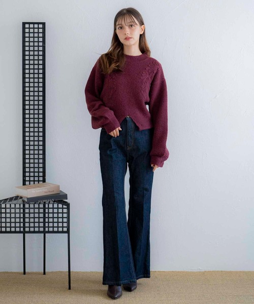 NOELA(ノエラ)の「コード刺繍ニット(ニット/セーター・レディース・ボルドー/ブラック/オフホワイト・フリー)」の19枚目の写真