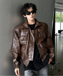 EFFECTION（エフェクション）の「【neos】ヴィンテージライク ショート丈 ジップ フライトジャケット/合成皮革（ブルゾン）」