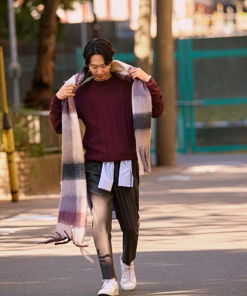 SHIPS（シップス）の「【WEB限定】SHIPS:〈洗濯機可能〉ボリューム マフラー (ブロックチェック)（マフラー・メンズ・ブラック/ブラウン/グリーン・ONE SIZE）」の5枚目の写真