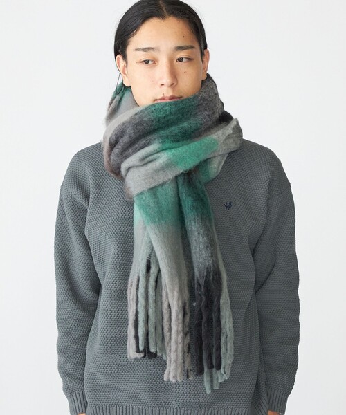 SHIPS（シップス）の「【WEB限定】SHIPS:〈洗濯機可能〉ボリューム マフラー (ブロックチェック)（マフラー・メンズ・ブラック/ブラウン/グリーン・ONE SIZE）」の10枚目の写真