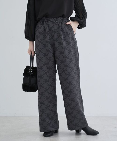 Sugar spoon（シュガースプーン）の「・SUGAR SPOON リボンジャカードパンツ（その他パンツ・レディース・ブラウン/ベージュ/チャコールグレー・FREE）」の2枚目の写真