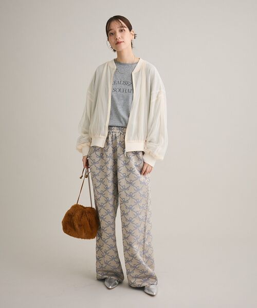 Sugar spoon（シュガースプーン）の「・SUGAR SPOON リボンジャカードパンツ（その他パンツ・レディース・ブラウン/ベージュ/チャコールグレー・FREE）」の6枚目の写真