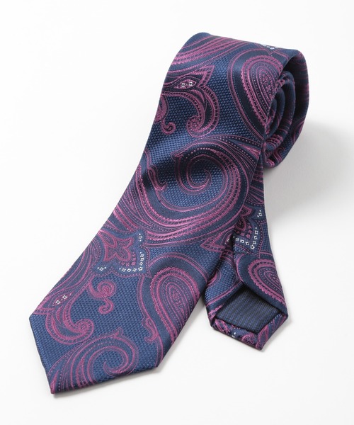 CROWDED CLOSET(クラウデッドクローゼット)の「配色ペイズリー柄ネクタイ(ネクタイ・メンズ・オレンジ/ボルドー/パープル/ネイビー・FREE)」の2枚目の写真