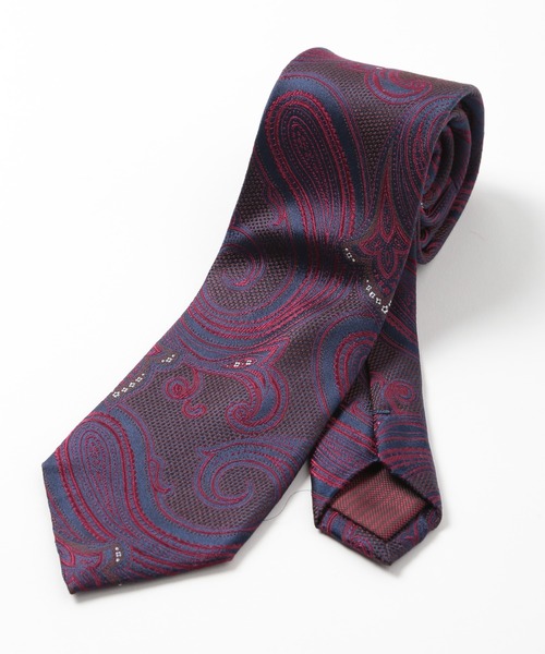 CROWDED CLOSET(クラウデッドクローゼット)の「配色ペイズリー柄ネクタイ(ネクタイ・メンズ・オレンジ/ボルドー/パープル/ネイビー・FREE)」の3枚目の写真