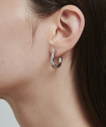 【 金属アレルギー対応 】 ツインビジュー フープピアス サージカルステンレス (両耳用)
