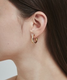 【 金属アレルギー対応 】 ツインビジュー フープピアス サージカルステンレス (両耳用)