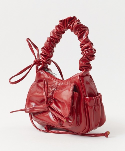 Chick（チック）の「Ribbon Design Shoulder Bag / リボンデザイン ギャザーミニバッグ 2026年春夏（ハンドバッグ・レディース・ブラック/レッド/ホワイト/シルバー・FREE）」の17枚目の写真