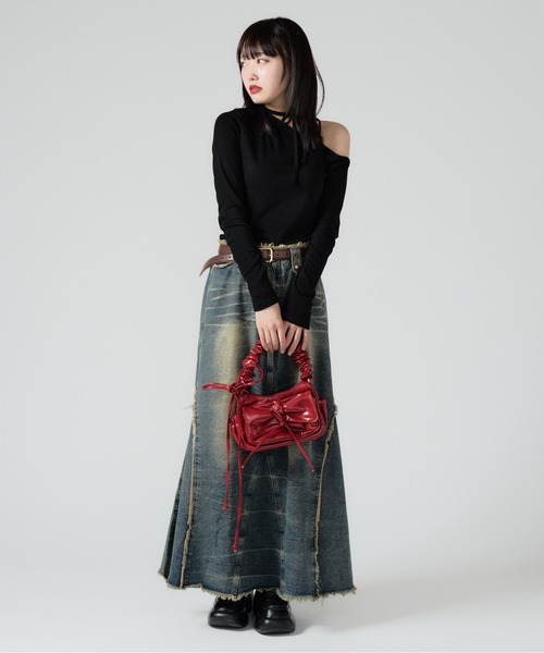 リボンっち セール】Ribbon Design Shoulder Bag / リボンデザイン ギャザー