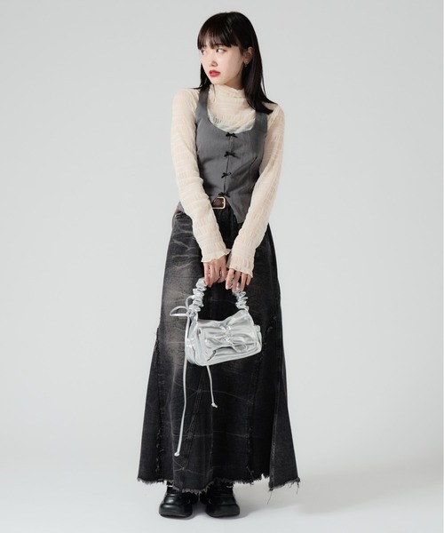 セール】Ribbon Design Shoulder Bag / リボンデザイン ギャザー