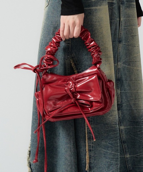 セール】Ribbon Design Shoulder Bag / リボンデザイン ギャザー