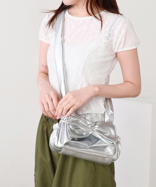 Ribbon Design Shoulder Bag / リボンデザイン ギャザーミニ