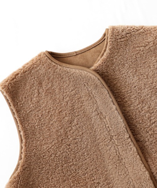 【セール】ボアベスト フロントジップ ポケット付き（ベスト）｜COCOMOMO（ココモモ）