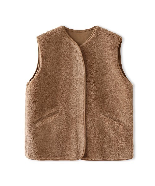 【セール】ボアベスト フロントジップ ポケット付き（ベスト）｜COCOMOMO（ココモモ）