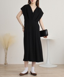 Abanicos ソフトジョーゼット スリーブレスワンピース