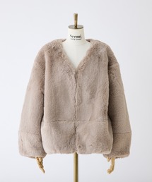 Seemi. byNICECLAUP | 【Seemi.】フェイクファーコート(ノーカラーコート)