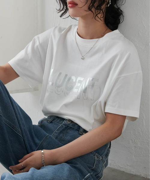 RANAN(ラナン)の「ロゴプリントTシャツ(Tシャツ/カットソー・レディース・ホワイト系その他/ホワイト×シルバー/ホワイト×ブラウン・M/L/LL)」の1枚目の写真