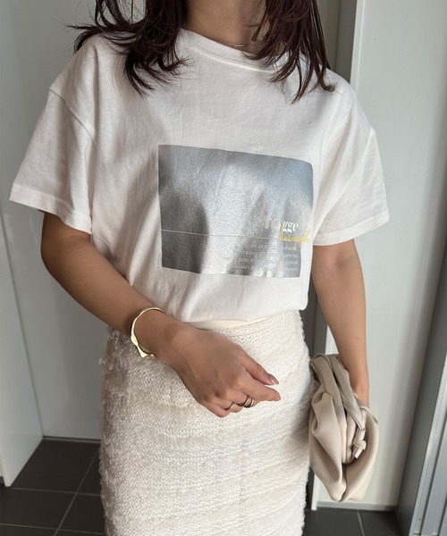 RANAN(ラナン)の「ロゴプリントTシャツ(Tシャツ/カットソー・レディース・ホワイト系その他/ホワイト×シルバー/ホワイト×ブラウン・M/L/LL)」の5枚目の写真