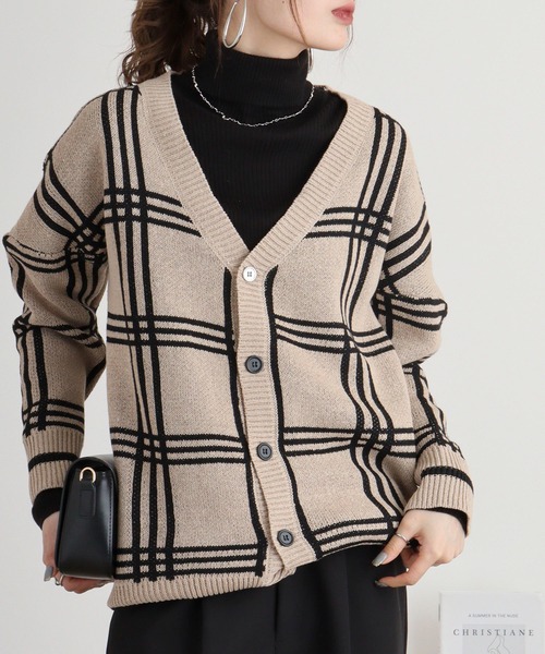 FUNALIVE(ファンアライブ)の「ニットカーディガン(カーディガン/ボレロ・メンズ・ベージュ/ブラック・L/M)」の2枚目の写真