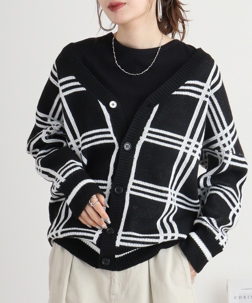 FUNALIVE(ファンアライブ)の「ニットカーディガン(カーディガン/ボレロ・メンズ・ベージュ/ブラック・L/M)」の1枚目の写真