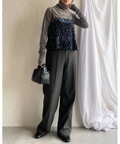 She's Closet(シーズクローゼット)の「フレア切り替え花柄ベロアキャミソールビスチェ(キャミソール・レディース・ピンク/ホワイト・FREE)」の8枚目の写真