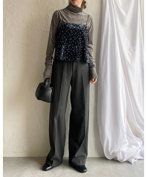 She's Closet(シーズクローゼット)の「フレア切り替え花柄ベロアキャミソールビスチェ(キャミソール・レディース・ピンク/ホワイト・FREE)」の14枚目の写真