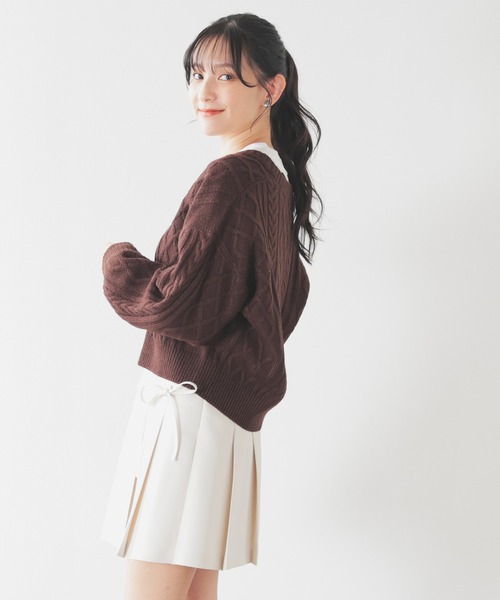 Honeys（ハニーズ）の「リボン付プリーツスカート（スカート・レディース・ブラック/アイボリー/ライトグレー・M/S/LL/L）」の7枚目の写真