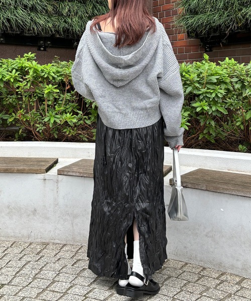 セール】【ISOOK / アイスー】レザーライクしわプリーツスカート