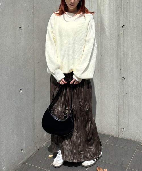 セール】【ISOOK / アイスー】レザーライクしわプリーツスカート