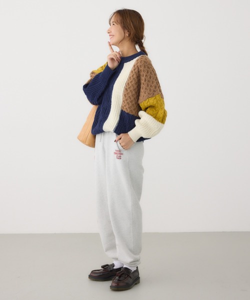 RODEO CROWNS WIDE BOWL(ロデオクラウンズワイドボウル)の「College スウェットパンツ(スウェットパンツ・レディース・ピンク/ネイビー/グレー×ホワイト・FREE)」の8枚目の写真