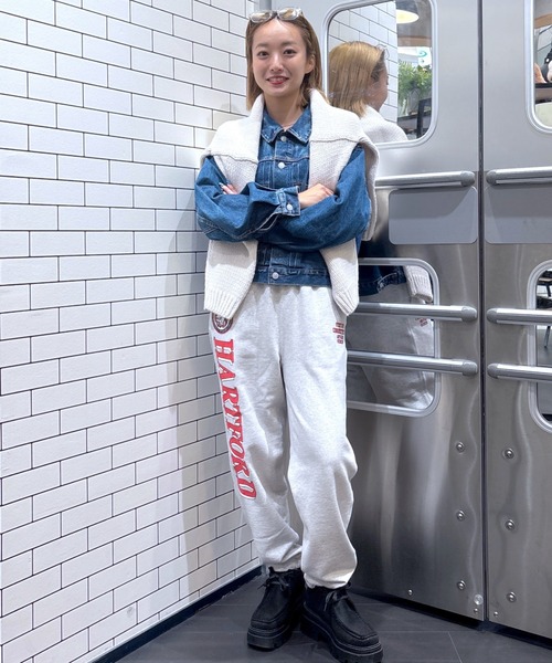 RODEO CROWNS WIDE BOWL(ロデオクラウンズワイドボウル)の「College スウェットパンツ(スウェットパンツ・レディース・ピンク/ネイビー/グレー×ホワイト・FREE)」の10枚目の写真