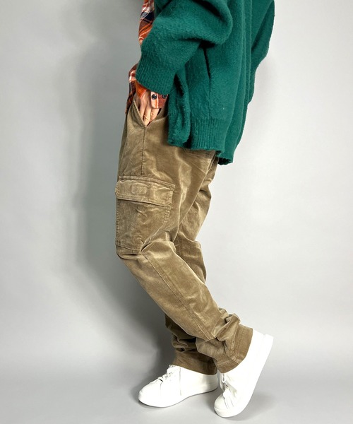 BEATJIVE（ビートジャイブ）の「コーデュロイ カーゴパンツ ワイド テーパード パンツ レディース（カーゴパンツ・レディース・ベージュ/ブラック/カーキ・LARGE/MEDIUM）」の10枚目の写真