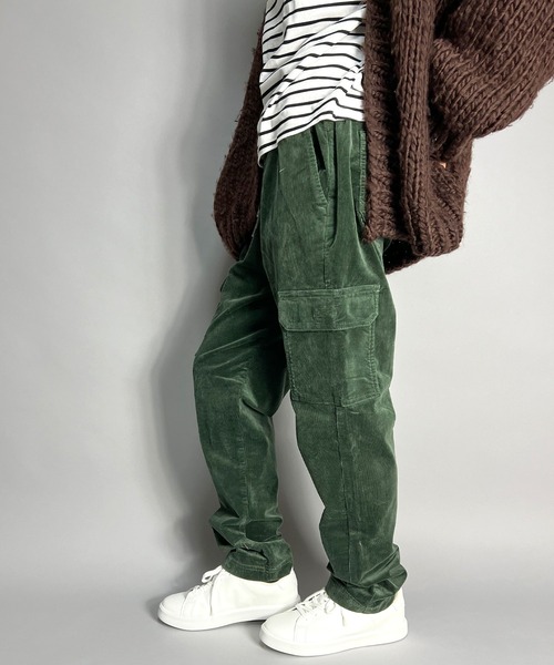 BEATJIVE（ビートジャイブ）の「コーデュロイ カーゴパンツ ワイド テーパード パンツ レディース（カーゴパンツ・レディース・ベージュ/ブラック/カーキ・LARGE/MEDIUM）」の6枚目の写真
