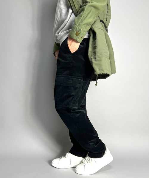 BEATJIVE（ビートジャイブ）の「コーデュロイ カーゴパンツ ワイド テーパード パンツ レディース（カーゴパンツ・レディース・ベージュ/ブラック/カーキ・LARGE/MEDIUM）」の16枚目の写真