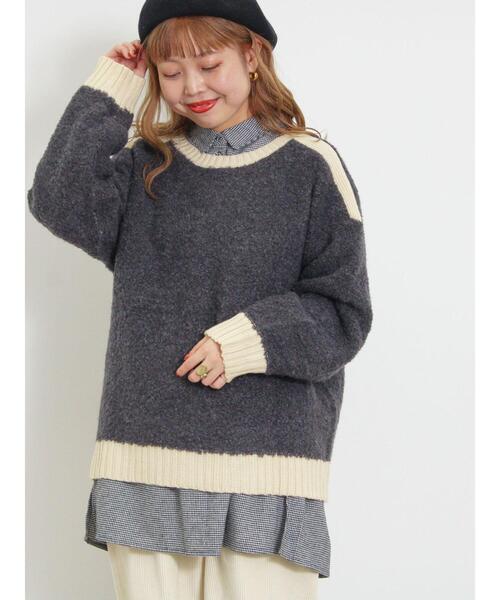 Samansa Mos2（サマンサ モスモス）の「ブークレバイカラー2WAYニット（カーディガン/ボレロ・レディース・ピンク/チャコールグレー/イエロー/ベージュ/グリーン・F）」の2枚目の写真