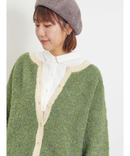 Samansa Mos2（サマンサ モスモス）の「ブークレバイカラー2WAYニット（カーディガン/ボレロ・レディース・ピンク/チャコールグレー/イエロー/ベージュ/グリーン・F）」の10枚目の写真