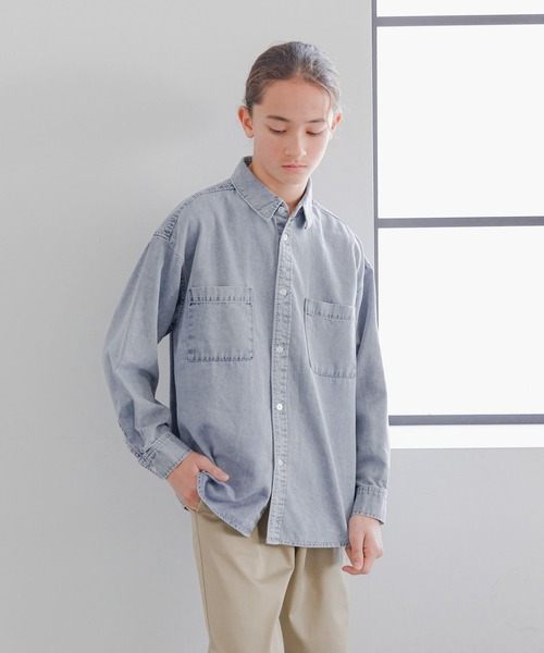 GLOBAL WORK（グローバルワーク）の「GOODデニムシャツ長袖/283778（シャツ/ブラウス・キッズ・ブラック/ブルー・140cm/150cm/160cm/170cm）」の22枚目の写真