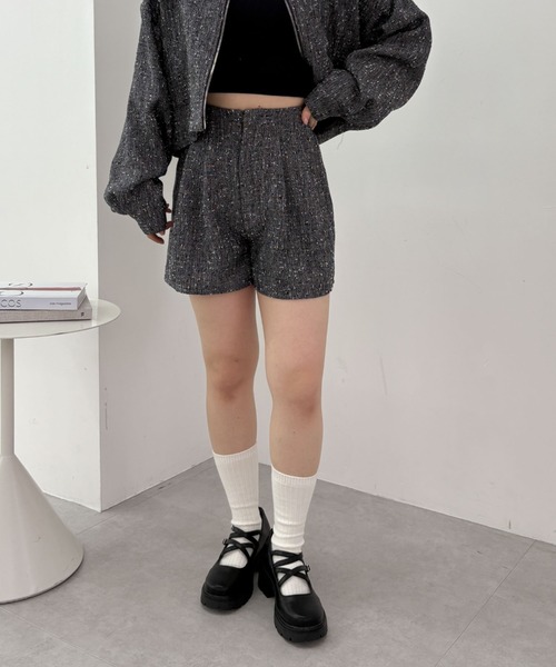 archives(アルシーヴ)の「【25ss/セットアップ対応】ラメネップツイードショートパンツ(その他パンツ・レディース・アイボリー/ブラック・MEDIUM)」の1枚目の写真