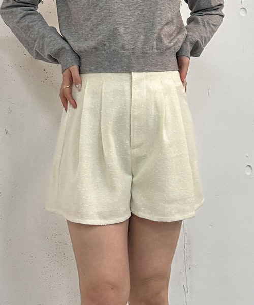 archives(アルシーヴ)の「【25ss/セットアップ対応】ラメネップツイードショートパンツ(その他パンツ・レディース・アイボリー/ブラック・MEDIUM)」の3枚目の写真