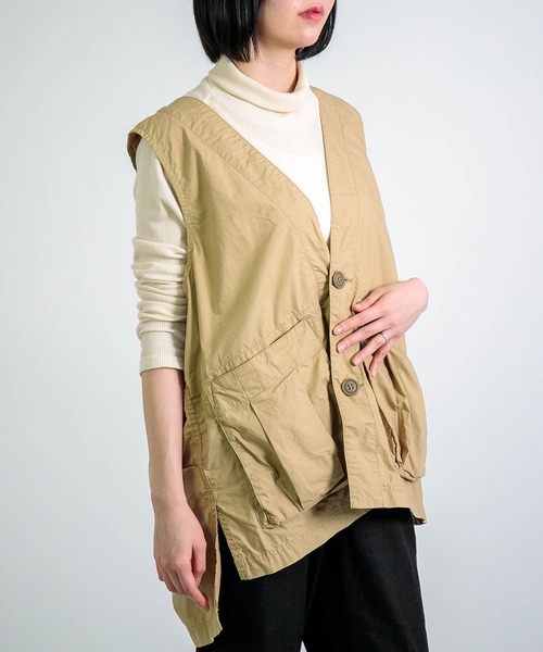 D.M.G.（ドミンゴ）の「[D.M.G. / ディーエムジー] ダンプ硫化染め BIGポケットベスト（ベスト・レディース・ベージュ・FREE）」の10枚目の写真