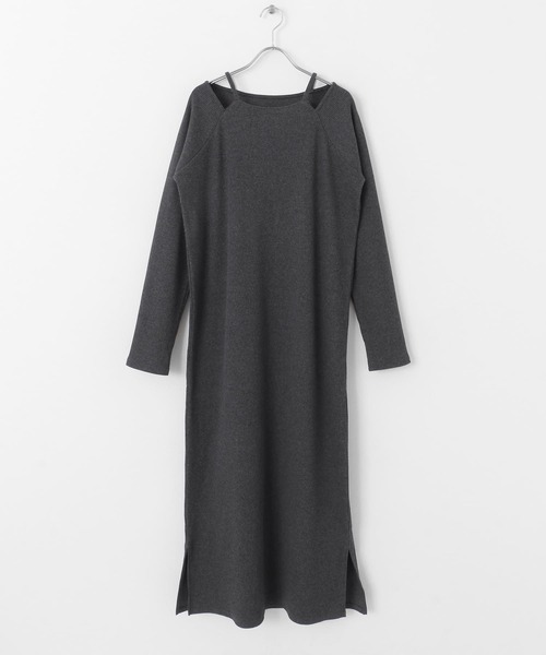 SENSE OF PLACE by URBAN RESEARCH(センスオブプレイスバイアーバンリサーチ)の「デザインネックカットワンピース(ワンピース・レディース・ブラック/オートミール/チャコールグレー・S/ONE)」の5枚目の写真