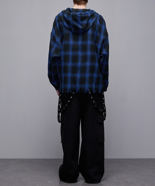 【HUECLOSET】 ★新商品★ フレンド チェック フード シャツ セール】ブリーチェックフードシャツ（シャツ/ブラウス