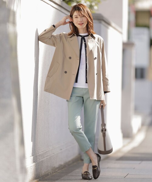 J.PRESS Ladies(J.プレス レディス)の「【洗える】プレーティングジャージー モックネックカットソー(Tシャツ/カットソー・レディース・ネイビー系/サックスブルー系/ホワイト系・SMALL)」の5枚目の写真