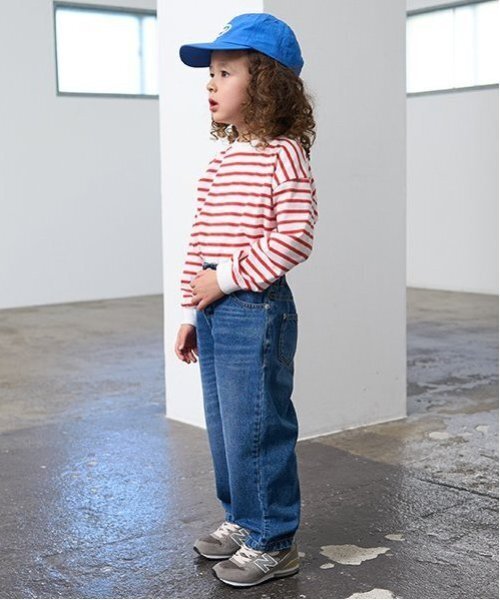 b・ROOM(ビールーム)の「【カイテキ天竺】ボーダー長袖Tシャツ(Tシャツ/カットソー・キッズ・ブラック/ダークグリーン/レッド/マスタード/ターコイズブルー・110cm/100cm/120cm/130cm/140cm/150cm)」の18枚目の写真