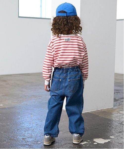 b・ROOM(ビールーム)の「【カイテキ天竺】ボーダー長袖Tシャツ(Tシャツ/カットソー・キッズ・ブラック/ダークグリーン/レッド/マスタード/ターコイズブルー・110cm/100cm/120cm/130cm/140cm/150cm)」の19枚目の写真