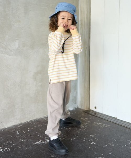 b・ROOM(ビールーム)の「【カイテキ天竺】ボーダー長袖Tシャツ(Tシャツ/カットソー・キッズ・ブラック/ダークグリーン/レッド/マスタード/ターコイズブルー・110cm/100cm/120cm/130cm/140cm/150cm)」の20枚目の写真