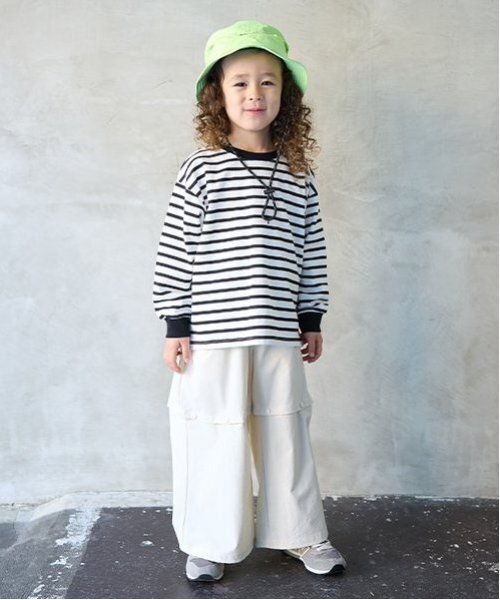 b・ROOM(ビールーム)の「【カイテキ天竺】ボーダー長袖Tシャツ(Tシャツ/カットソー・キッズ・ブラック/ダークグリーン/レッド/マスタード/ターコイズブルー・110cm/100cm/120cm/130cm/140cm/150cm)」の9枚目の写真