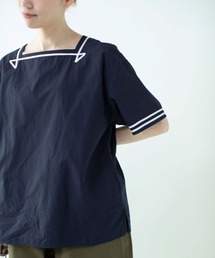 PAR ICI | オーガニックマグワッシャー スクエアネックマリンブラウス(シャツ/ブラウス)