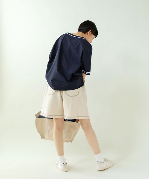 PAR ICI（パーリッシィ）の「オーガニックマグワッシャー スクエアネックマリンブラウス（シャツ/ブラウス・レディース・ネイビー/ホワイト・FREE）」の12枚目の写真