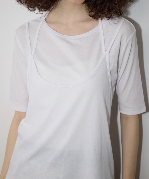AIC.(エーアイシー)の「ホルターキャミドッキングTシャツ(Tシャツ/カットソー・レディース・ブラック/オフホワイト・FREE)」の1枚目の写真